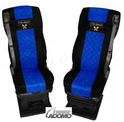 Adomo LKW-Shop, Kunstlederfußmatten mit Sitzsockel für DAF ab 2021 XG, XG+  luftgefedert schwarz-blau