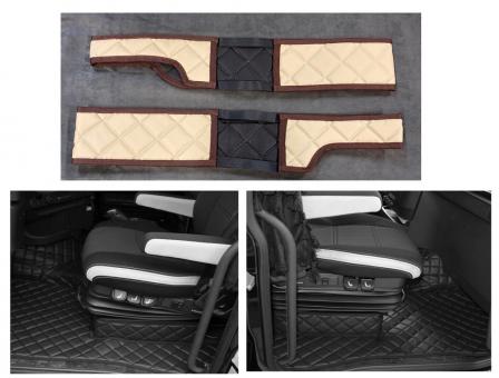 Sitzsockelverkleidung aus Kunstleder für Volvo FH4 und FH5, beige-matt, umr. braun 