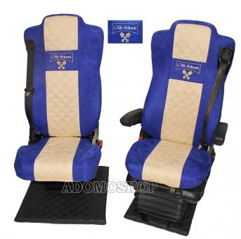 Sitzbezüge für Actros MP5 und MP4, blau-beige Beifahrersitz  klappbar Old Skool 