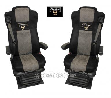 Sitzbezüge für Actros MP5 und MP4, Beifahrersitz luftgefedert schwarz-grau, Old Skool 