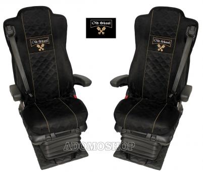 Sitzbezüge für Actros MP5 und MP4, Beifahrersitz luftgefedert schwarz, Old Skool 8 CM