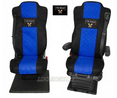 Sitzbezüge für Actros MP5 und MP4, schwarz-blau, Beifahrersitz  klappbar Old Skool 