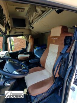 Sitzbezüge für Actros MP5 und MP4, braun-beige Beifahrersitz  klappbar Old Skool 
