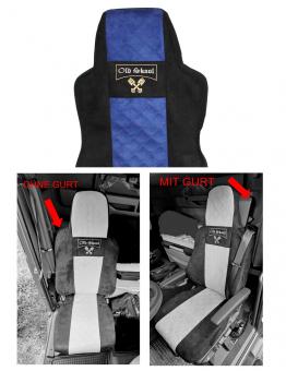 Sitzbezüge für neuen MAN TGX TGS ab 2020 1 Gurt, schwarz-blau, Old Skool 