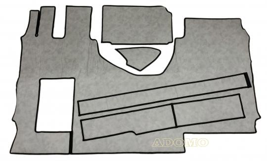 Kunstleder Fußmatten für Mercedes Actros MP5 und MP4 Solostar, grau-schattiert-Umrandung schwarz-glatt 13 CM