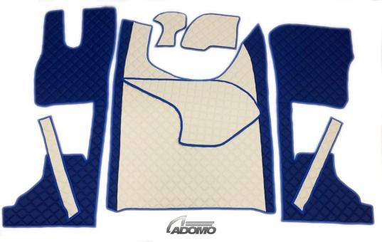 Kunstlederfußmatten mit Sitzsockel für DAF ab 2021 XG, XG+ blau-beige 