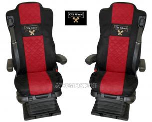 Sitzbezüge für Actros MP5 und MP4, Beifahrersitz luftgefedert schwarz-rot, Old Skool
