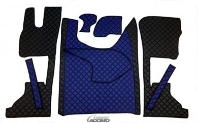 Kunstlederfußmatten mit Sitzsockel für DAF ab 2021 XG, XG+ luftgefedert schwarz-blau