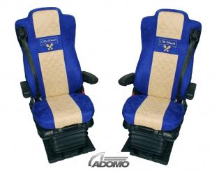 Sitzbezüge für Actros MP5 und MP4, Beifahrersitz luftgefedert blau-beige, Old Skool