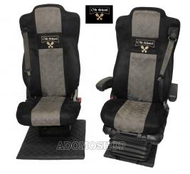 Sitzbezüge für Actros MP5 und MP4, schwarz-grau Beifahrersitz  klappbar Old Skool