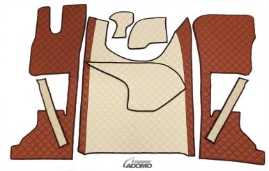 Kunstlederfußmatten mit Sitzsockel für DAF ab 2021 XG, XG+ braun-beige