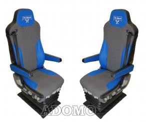 Lkw Sitzbezüge aus Kunstleder für MAN TGX, 2 Gurt blau, Old Skool