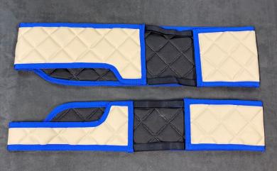 Sitzsockelverkleidung aus Kunstleder für Volvo FH4, FH5 Beifahrersitz drehbar, beige-matt, Umr. blau