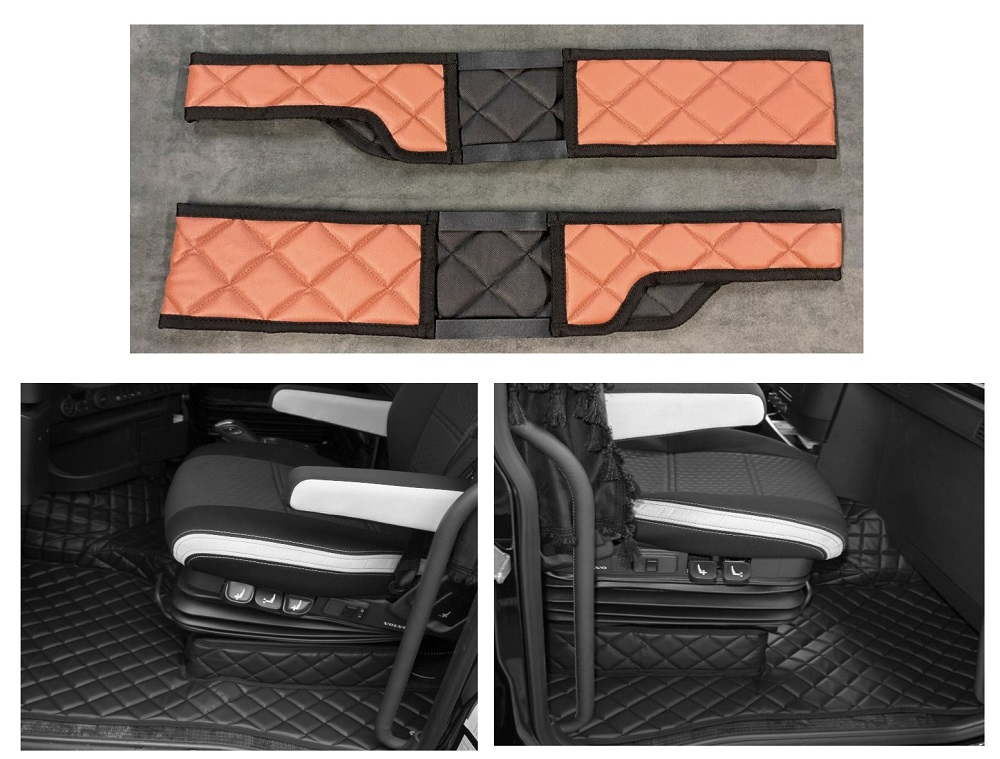 Adomo LKW-Shop, Sitzsockelverkleidung aus Kunstleder für Volvo FH4, FH5,  braun-matt, umr. schwarz