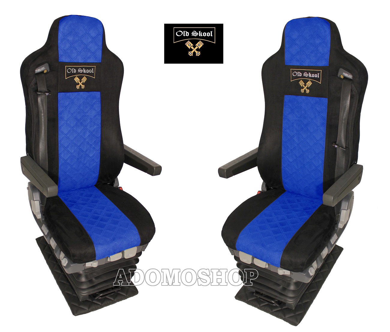 Sitzbezüge für MAN TGX TGA TGL TGM TGS schwarz-blau 2 Gurt Old Skool