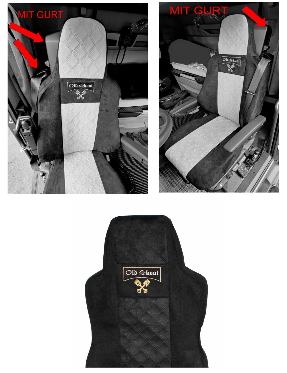 MAN TGX Kundenprojekt: Passende Sitzbezüge auf Kundenwunsch ausgeliefert.  Kundenbilder vor und nach der Montage über den Originalb…