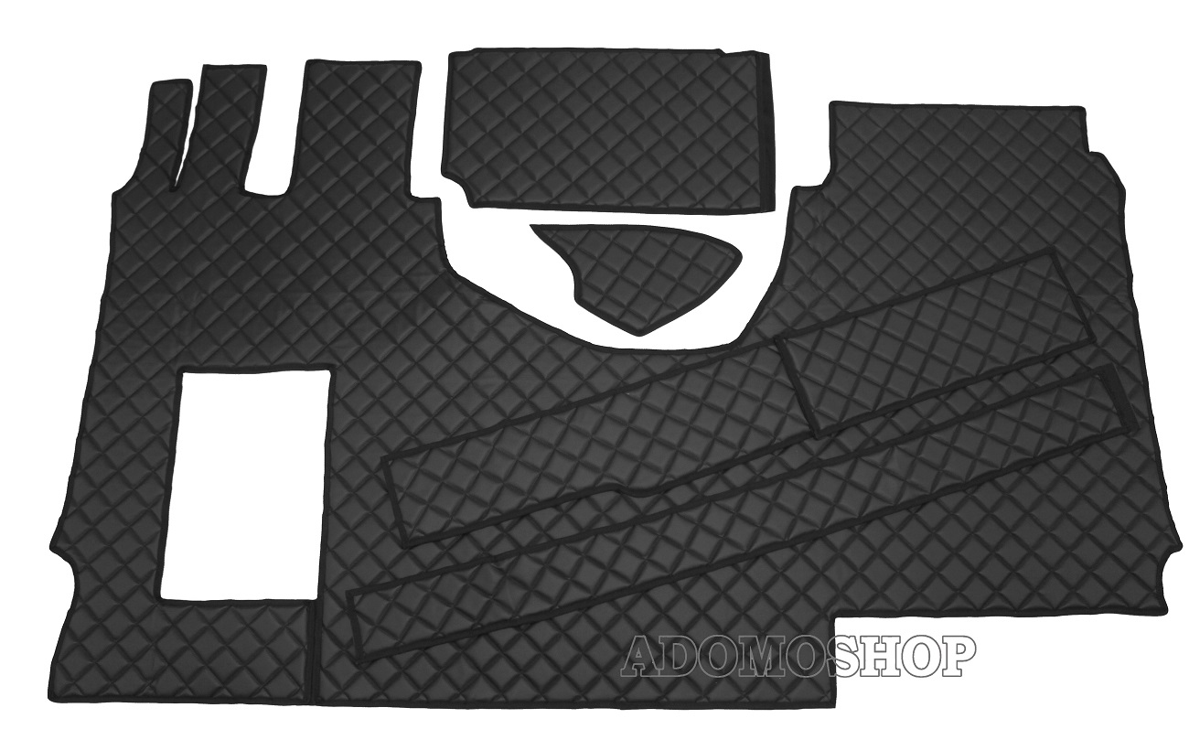 Adomo LKW-Shop, Kunstleder Fußmatten Set für Actros MP5 und MP4 Solostar,  schwarz-matt